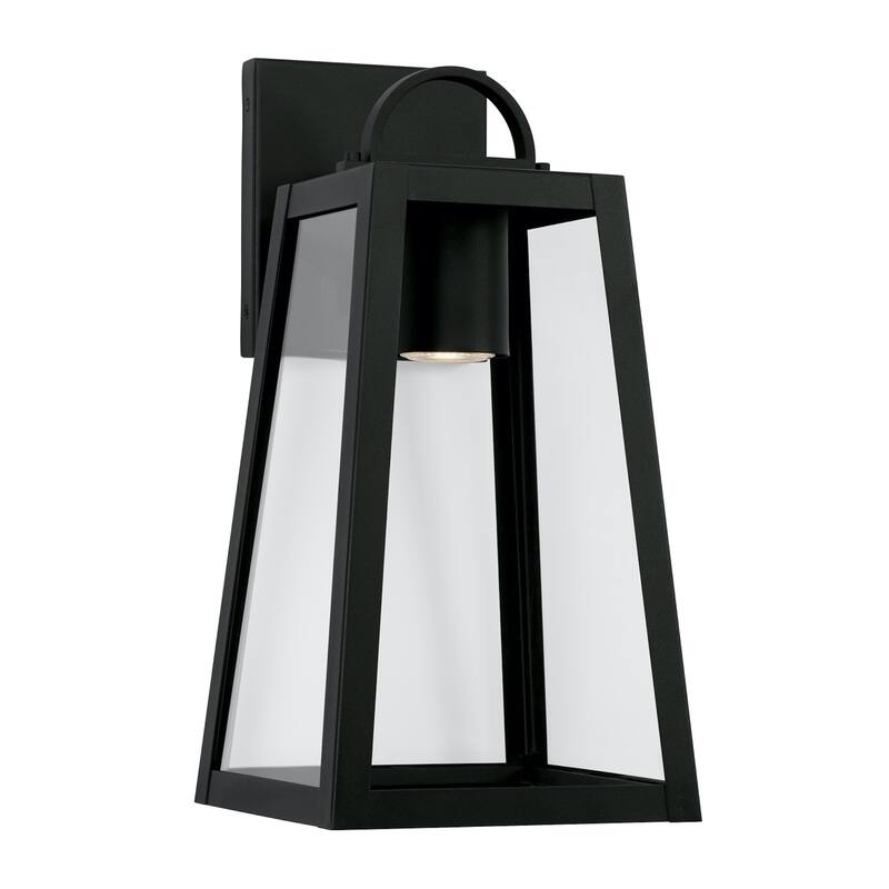 Leighton 16" Tall 1-light Minimal Light Pollution Outdoor Wall Lantern w/ Clear Glass - Black