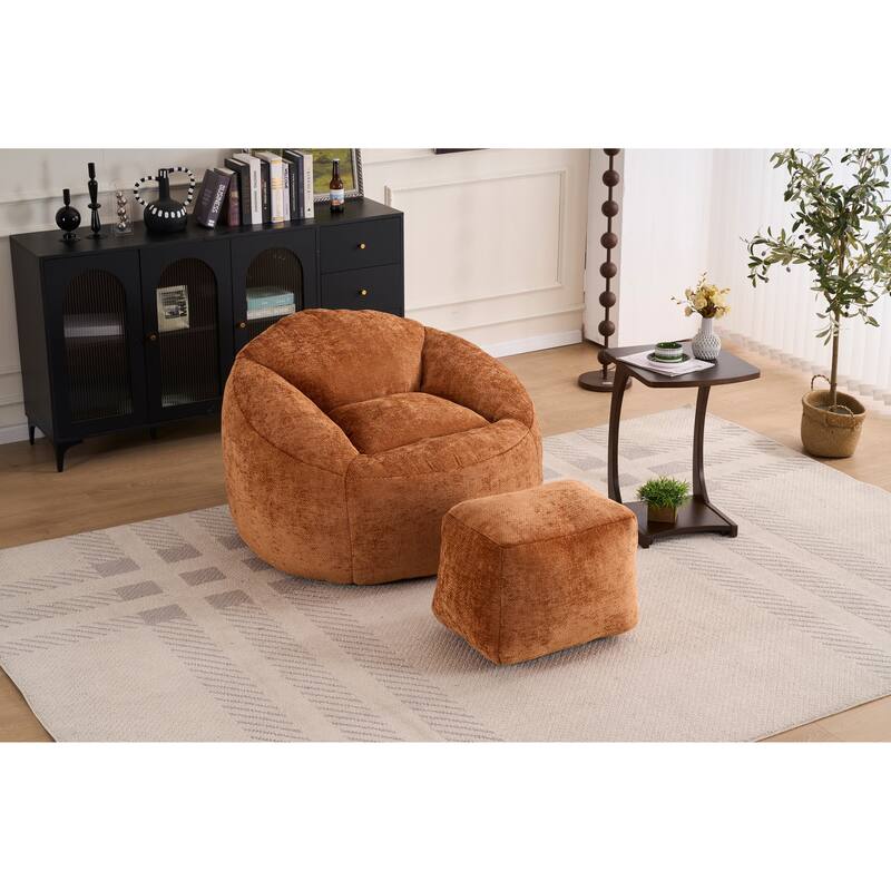 Chenille Oversized Lounger Bean Bag Chair - Orange