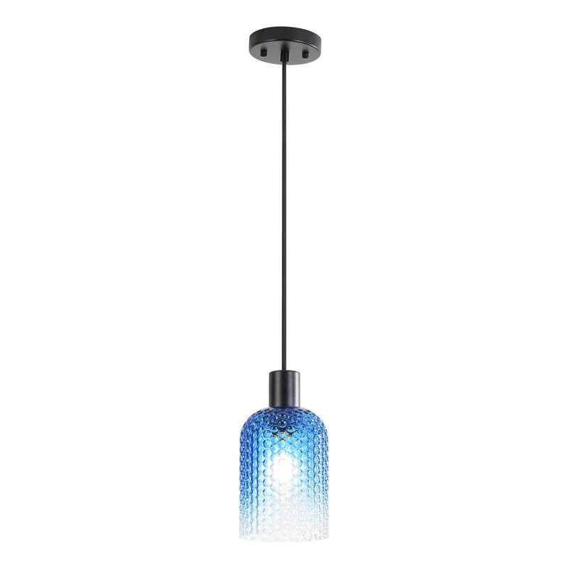 1/3-Light Modern Glam Bell-Shaped Adjustable Island Pendant Light with Clear/Blue/Amber Textured Glass