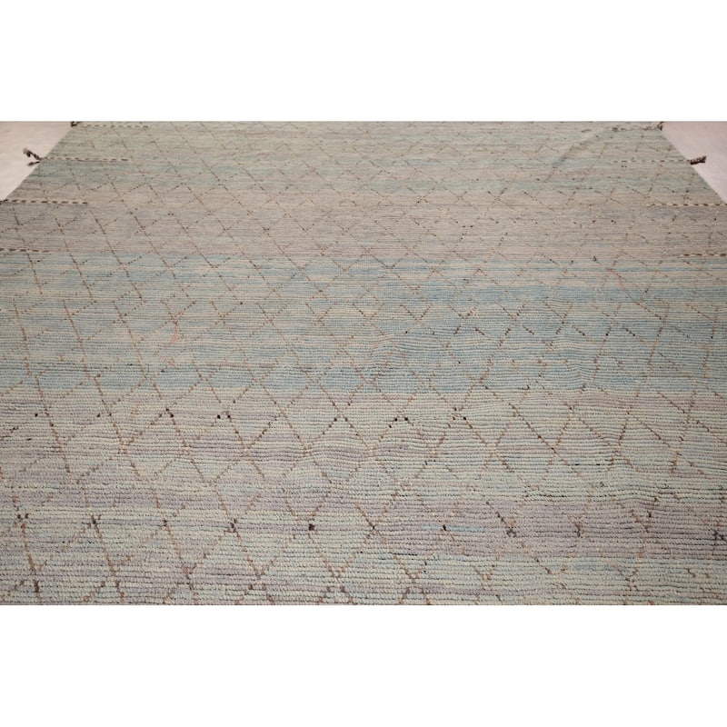 Trellis Moroccan Large Area Rug Handmade Oriental Wool Carpet - 10'0"x 15'4"