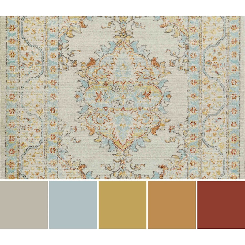ECARPETGALLERY Machine Woven Esme Ivory Area Rug