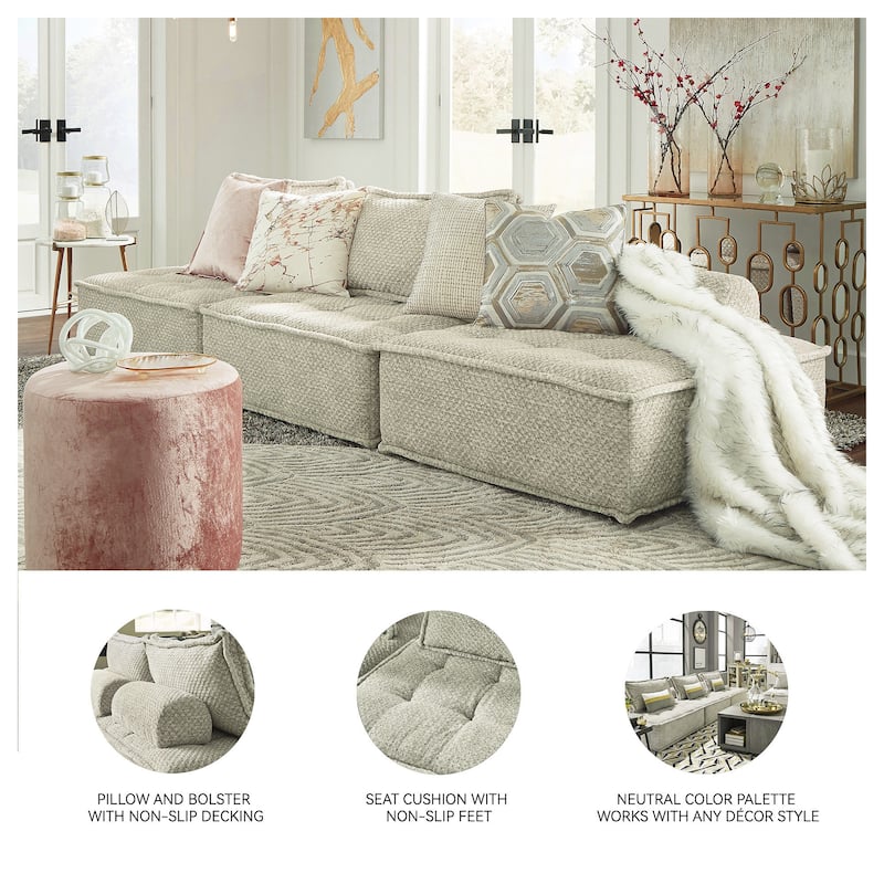 Signature Design by Ashley Bales Gray 3-Piece Modular Seating - 117"W x 39"D x 28"H