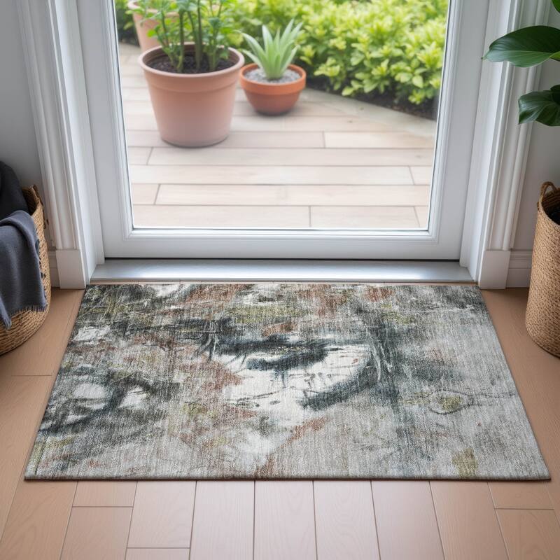 Machine Washable Indoor/Outdoor Modern Artistry Chantille Rug