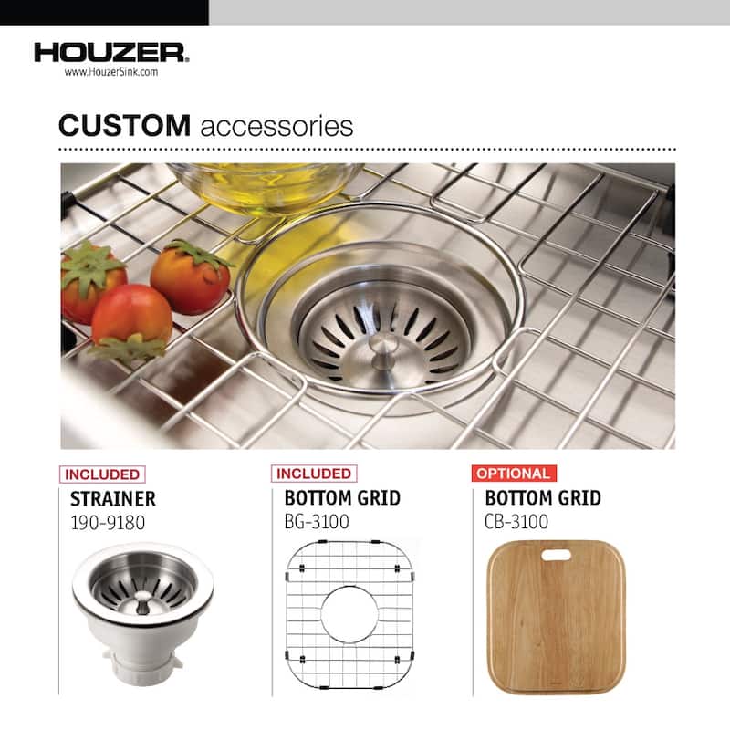 Houzer MS-1708-C Club 16-1/4" Undermount Single Basin Stainless Steel - Stainless Steel