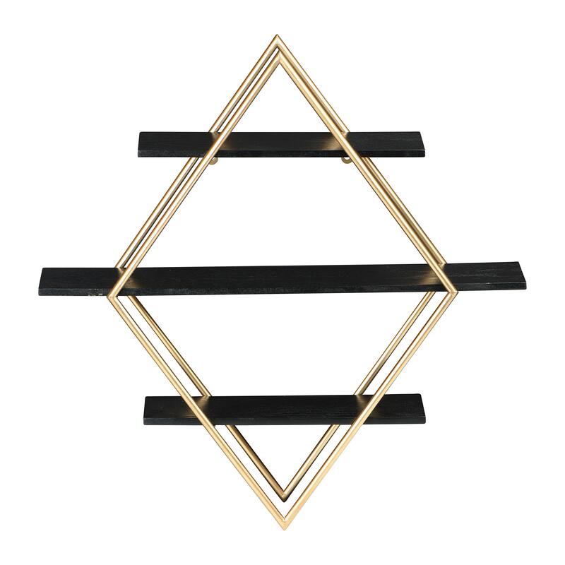 Wood and Iron Diamond Wall Shelf