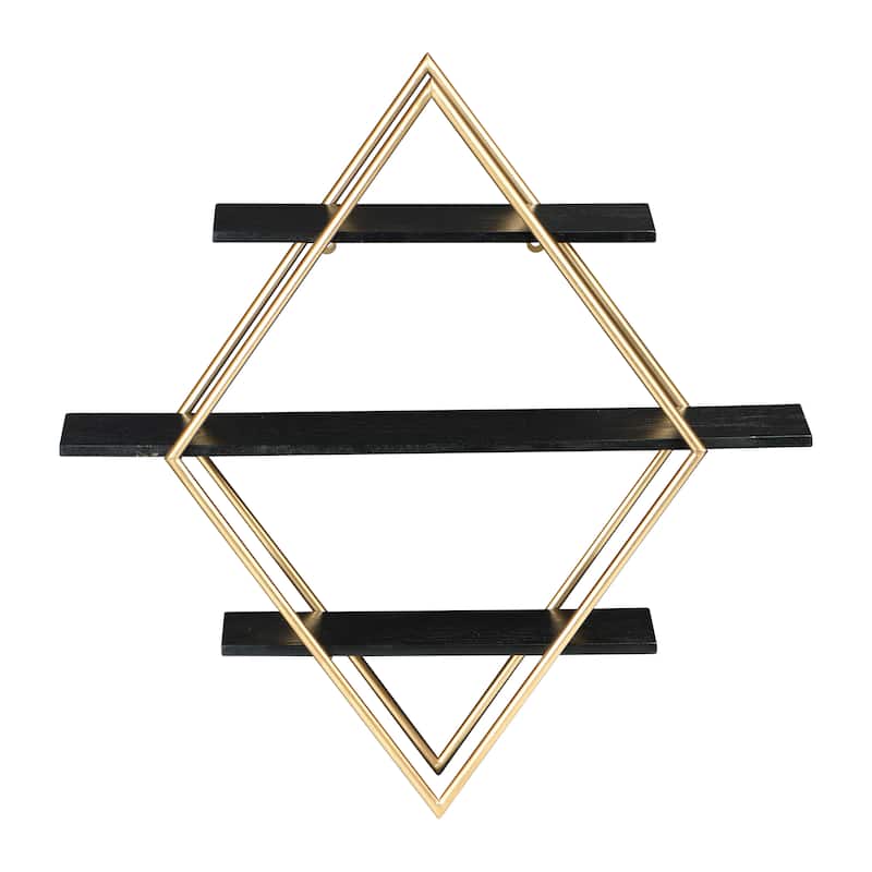 Wood and Iron Diamond Wall Shelf