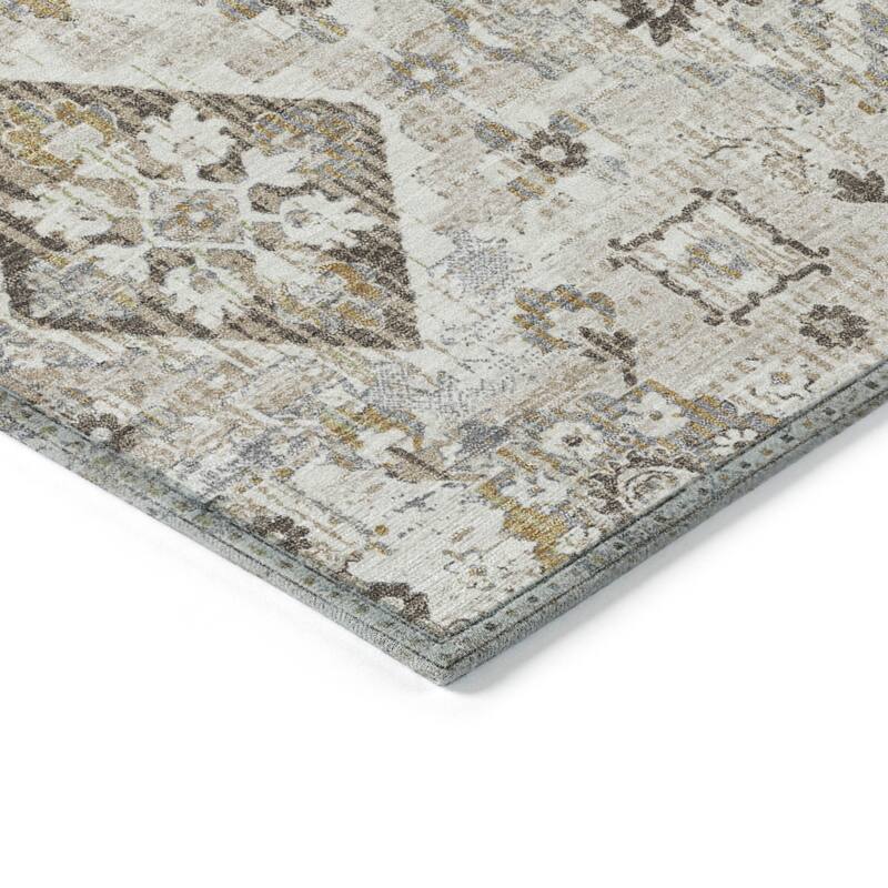 HomeRoots Floral Medallion Traditional Rectangle Outdoor Rug