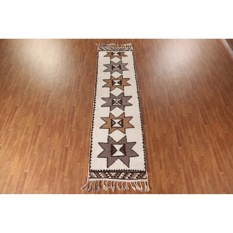 Tribal Anatolian Runner Rug Handmade Turkish Wool Carpet - 3'5"x 12'9"