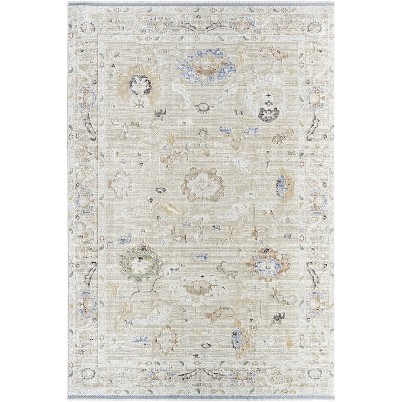 Livabliss Rivaldo Traditional Damask Area Rug - Cream/Light Olive - 7' Round