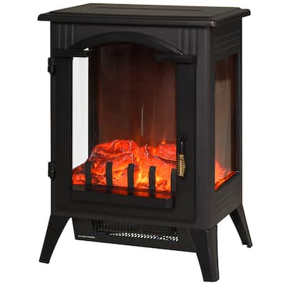 23" Electric Fireplace Heater, Fire Place Stove with Realistic LED Flames and Logs and Overheating Protection, 750W/1500W