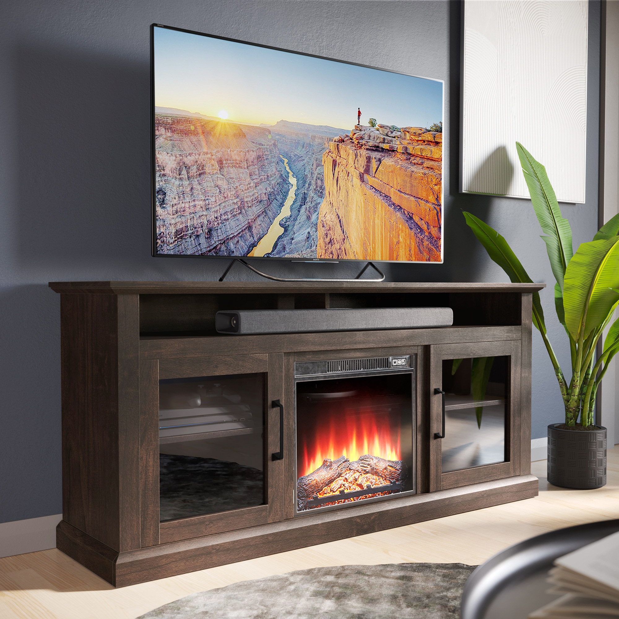 Bed bath and beyond top tv stand with fireplace