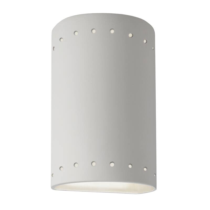 Justice Design Ambiance - Small Cylinder w/ Perfs Wall Sconce - Closed Top - Replaceable Bulb - Bisque