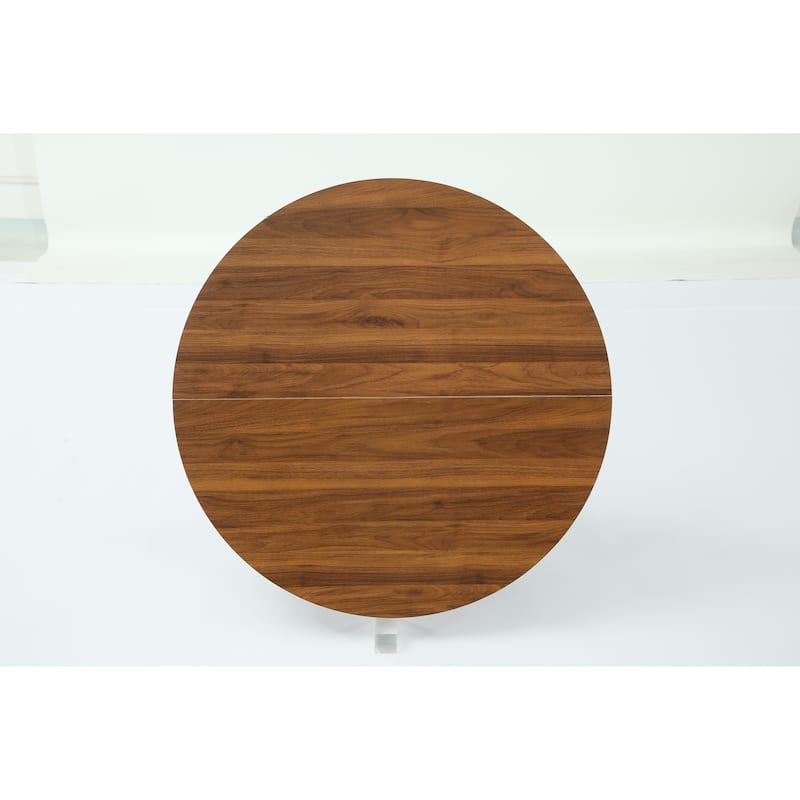 39.4" Round Dining Table for 4, Farmhouse Kitchen Table with Wooden Reinforced Base