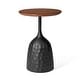 preview thumbnail 7 of 15, Glitzhome 22.25"H Metal Wine Bottle Shaped Accent Table With Wooden Top