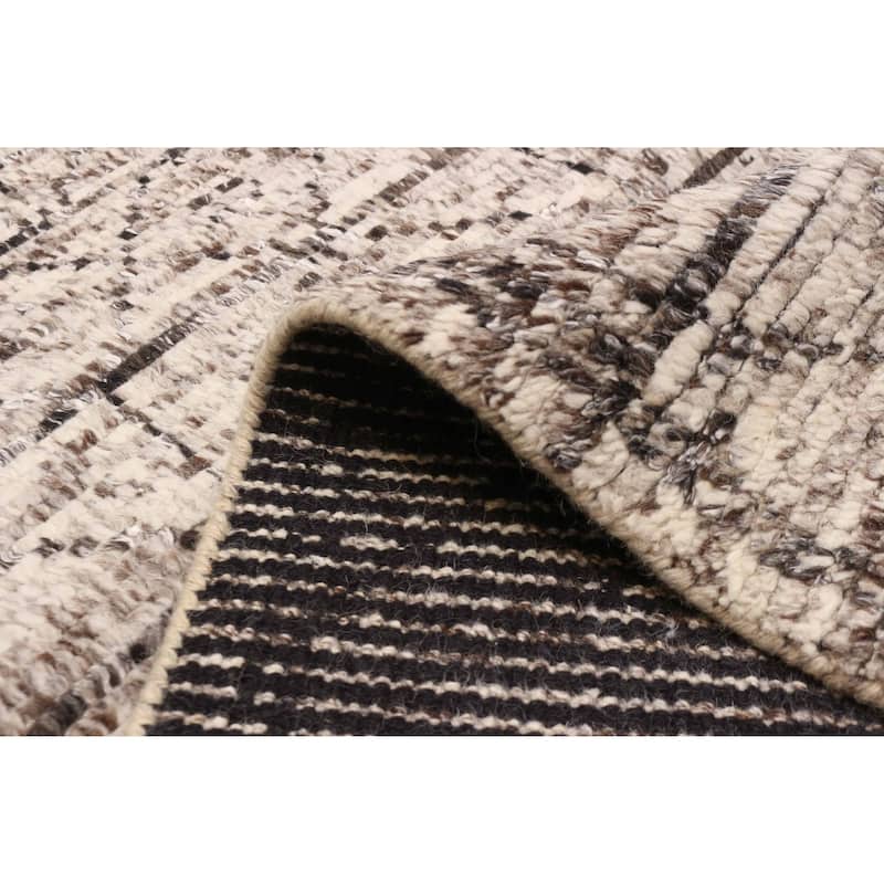 ECARPETGALLERY Hand-knotted Tangier Cream, Taupe Wool Rug - 5'5 x 7'7