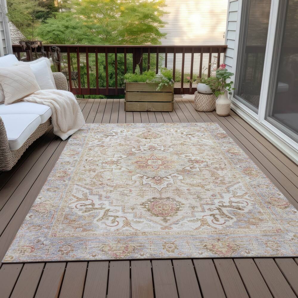 Machine Washable Indoor/Outdoor Traditional Vintage Chantille Rug