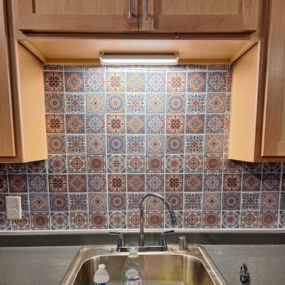 Art3d 11.8''X11.8'' Peel and Stick Backsplash Tile Stickers, Colorful Talavera Mexican Tile,(10 Sheets)