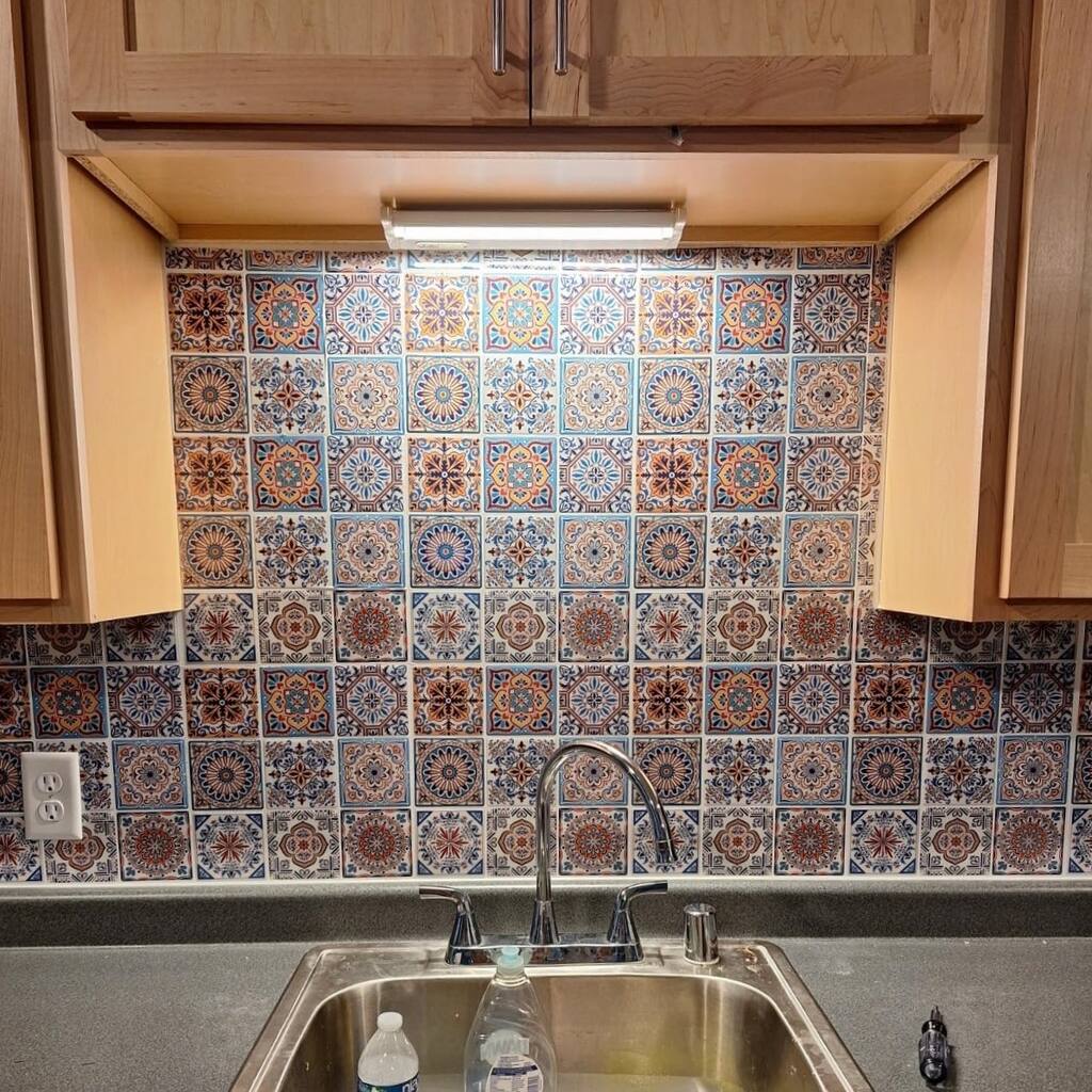 Art3d 11.8''X11.8'' Peel and Stick Backsplash Tile Stickers, Colorful Talavera Mexican Tile,(10 Sheets)
