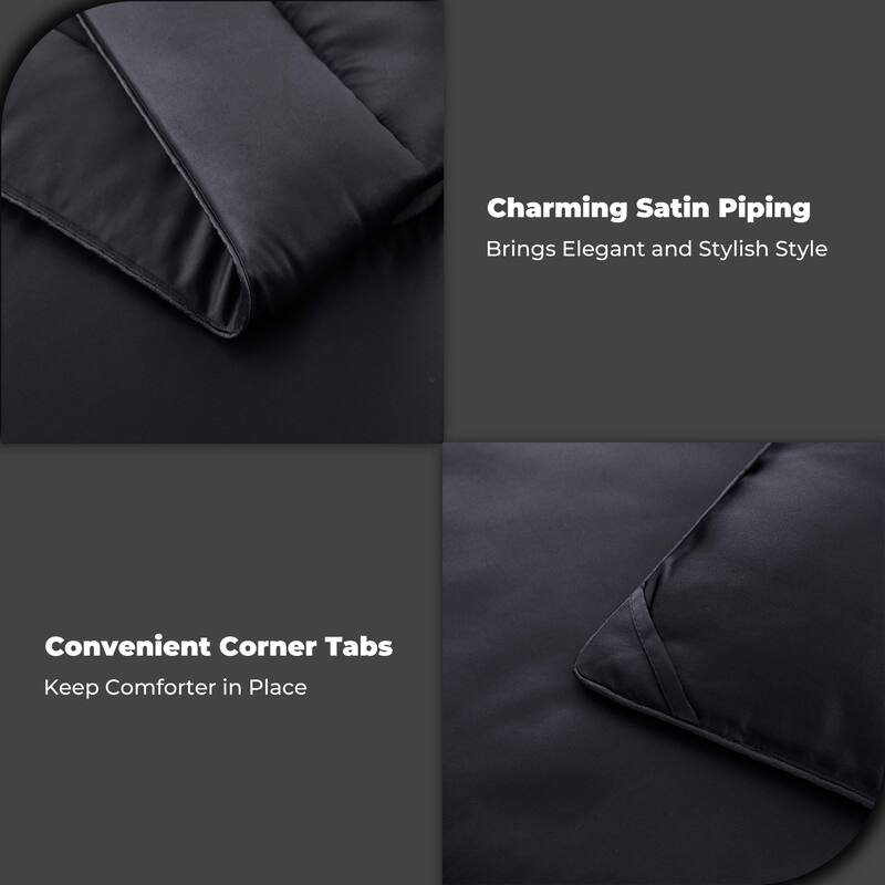 3 Piece All Season Silky Soft Satin Reversible Comforter Set