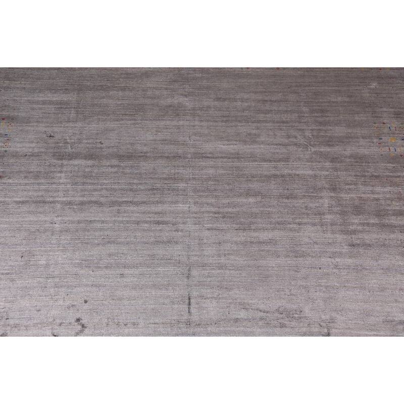 Gray Gabbeh Oriental Area Square Area Rug Handmade Silk Carpet - 9'11"x 10'7"