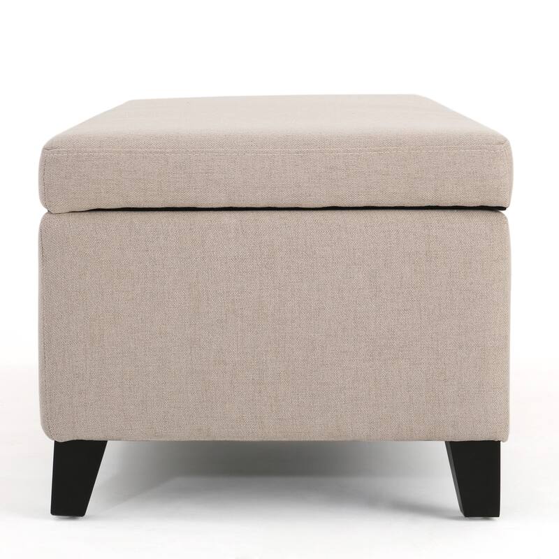 Wheat Contemporary Birch Wood Legs Storage Ottoman