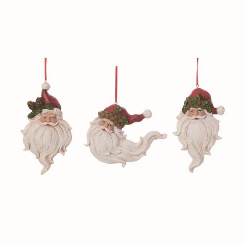 Transpac Resin Multicolor Christmas Classic Santa Ornaments Set of 3