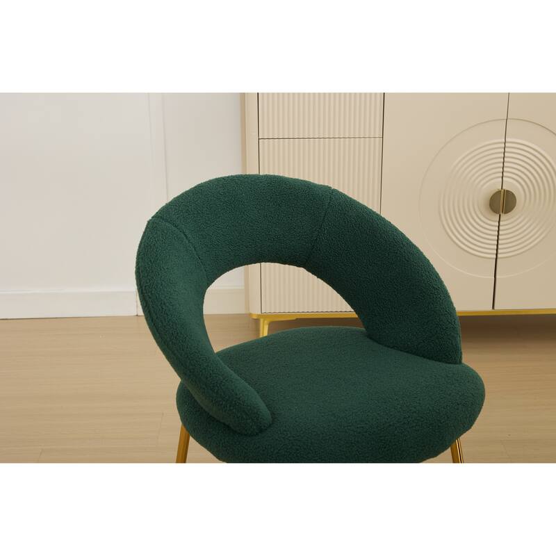 Teddy Fabric Kitchen Chair with Curved Backrest and Metal Legs for Kitchen