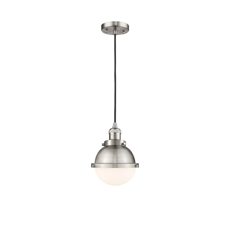 Innovations Lighting Franklin Restoration Hampden 1 Light 7" Cord Hung Mini Pendant - Matte White/Brushed Satin Nickel