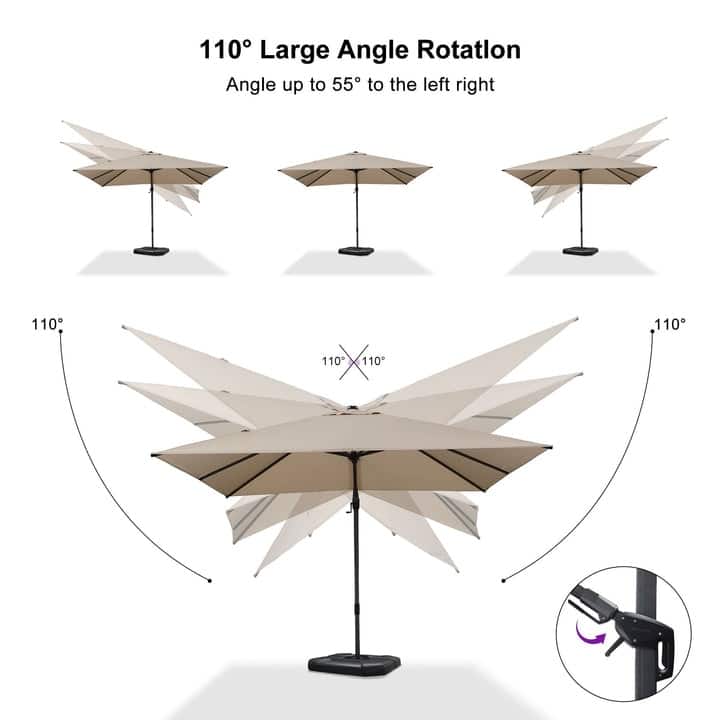 PURPLE LEAF 6 x 10 ft Left-right Tilting Patio Cantilever Umbrella with 360-degree Rotation