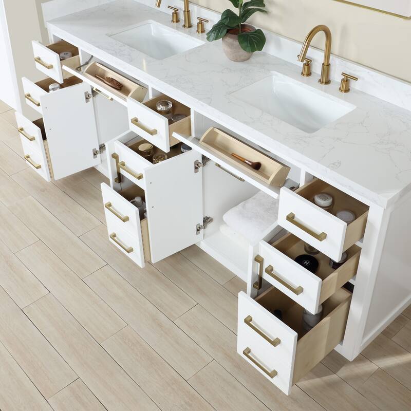 Altair Gavino Bath Vanity with Grain White Composite Stone Top, no Mirror