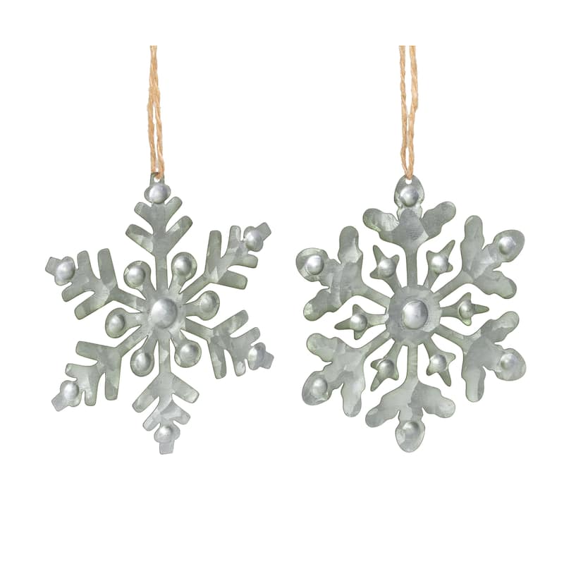 Transpac Metal 5 in. Silver Christmas Dimensional Die Cut Snowflake Ornament Set of 2