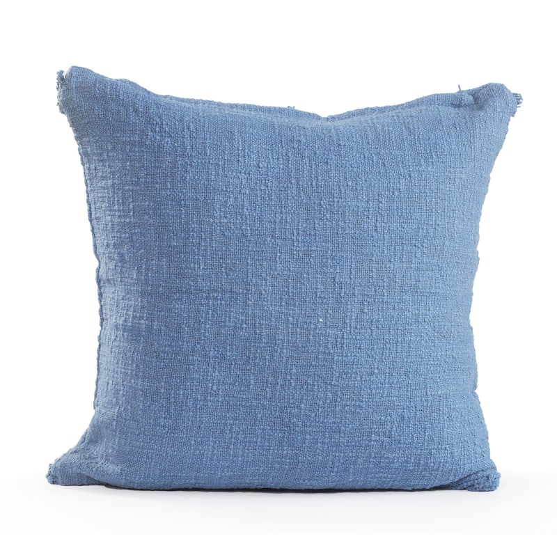 HomeRoots 20" X 20" Classic Blue 100% Cotton Diamond Zippered Pillow