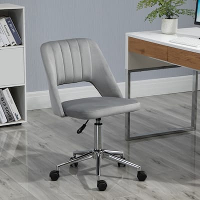 Vinsetto Modern Mid Back Office Chair with Velvet Fabric, Swivel Computer Armless Desk Chair