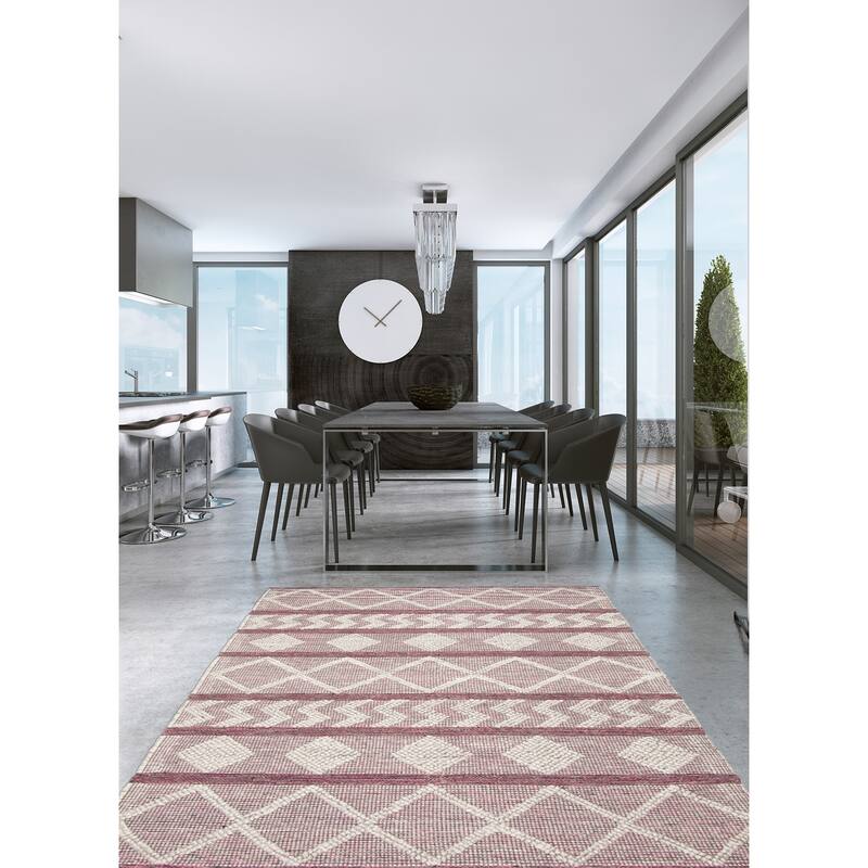 ECARPETGALLERY Braid weave Sienna Pink Wool Rug - 5'1 x 8'1