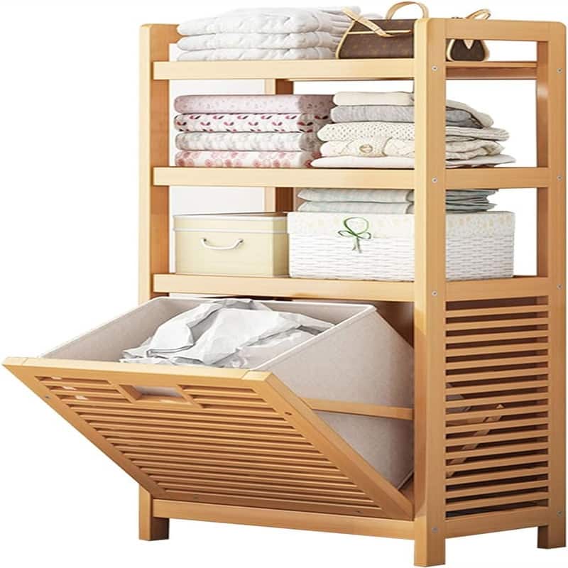 3 storage shelves and Removable Lining for Bedroom - 19.56"L x 11.8"W x 46.85"H - 19.56"L x 11.8"W x 46.85"H - Natural