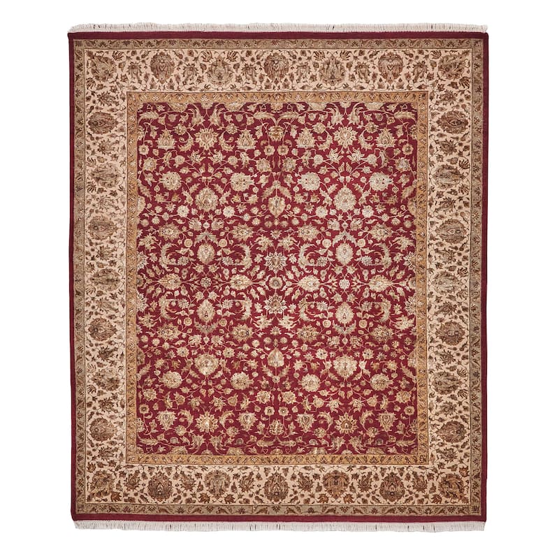 EXQUISITE RUGS ONE-OF-A-KIND Super Fine Tabriz Hand Knotted Burgandy Rug - 8'0"x9'9"