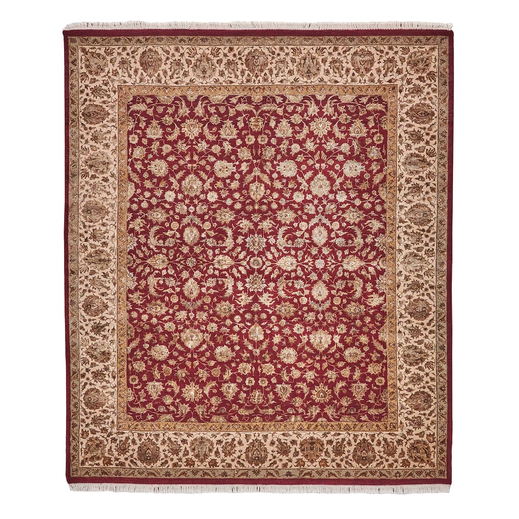 EXQUISITE RUGS ONE-OF-A-KIND Super Fine Tabriz Hand Knotted Burgandy Rug - 8'0"x9'9"