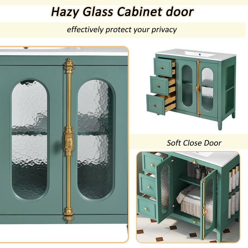 36'' Freestanding Bathroom Vanity with White Integrated Ceramic Sink - 36'' x 18.3'' x 33.9''