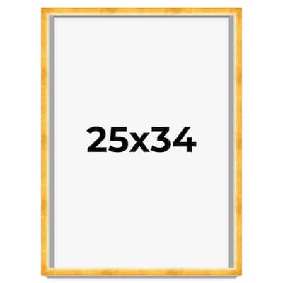 25x34 Shadow Box Frame Gold | 1.625 Inches Deep Real Wood Traditional