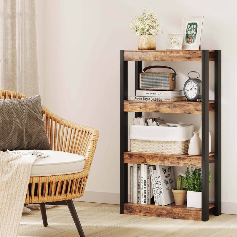 Costway 1/2 PCS 4 Tier Bookshelf Wooden Bookcase with Dual - See Details
