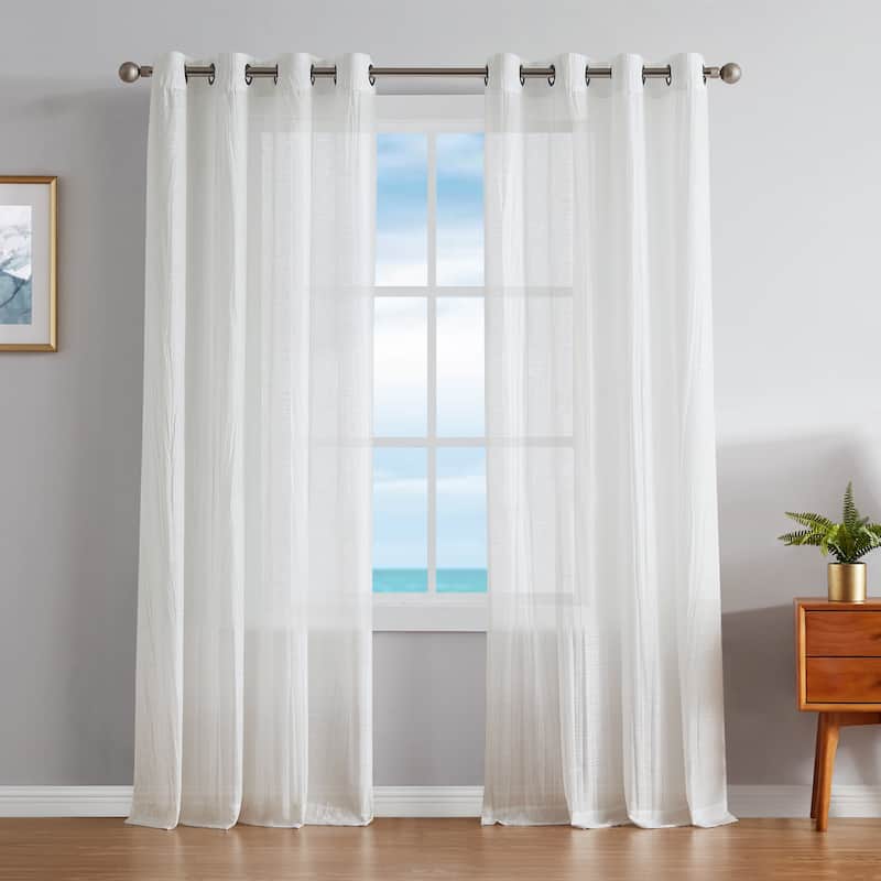Nautica Cordelia Crushed Sheer Grommet Extra Wide Curtains (Set of 2)