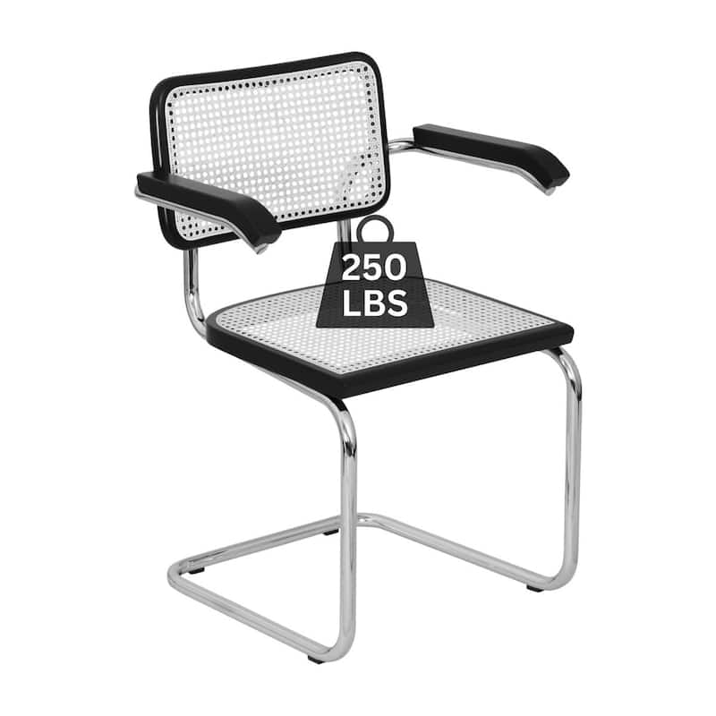 Breuer Chair Company Marcel Breuer Cesca Cane Cantilever Armchair Arm Chair w/ Black Steel Frame (Various Wood & Cane Colors)