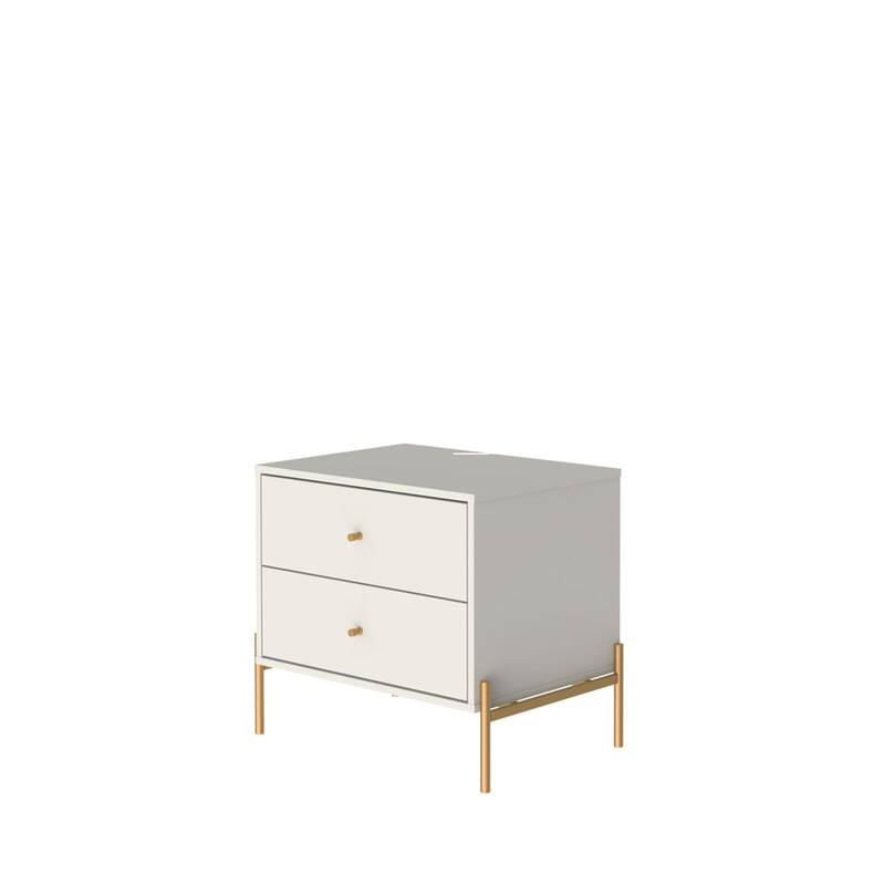 Modern Nightstand with 2 Drawers and Accents Steel Legs