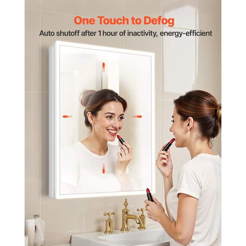 24" Wall Mounted Lighted Bathroom Mirror Medicine Cabinet with Anti-Fog and Magnifier - 24” x 4.9” x 31.9”
