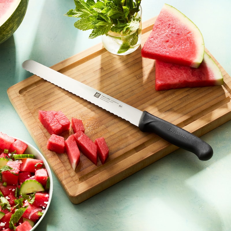 ZWILLING Commercial Straight Serrated Edge Slicing Knife - Black