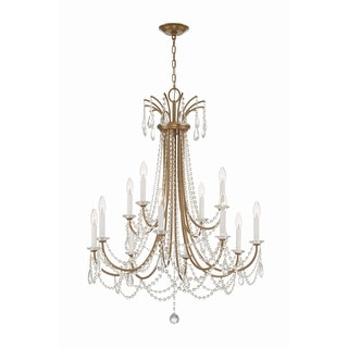 Karrington 12 Light Aged Brass Chandelier - 30"W x 40"H
