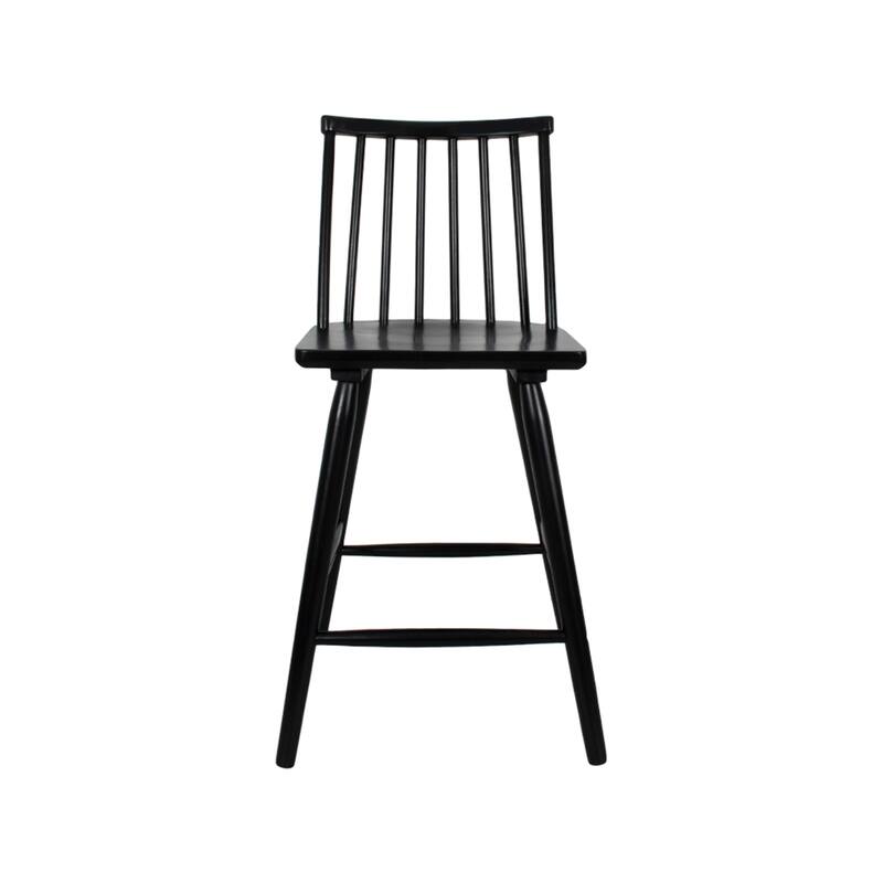 Anders Black Solid Rubberwood Spindle Counter Stool, Set of 2 by East at Main