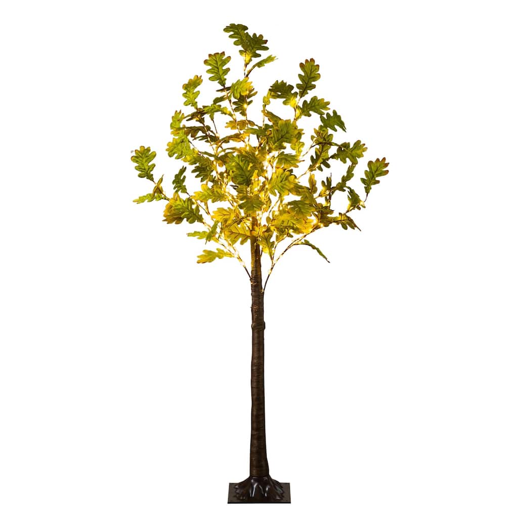 Pre-Lit Oak Artificial Tree - 6' - Warm White LED Lights
