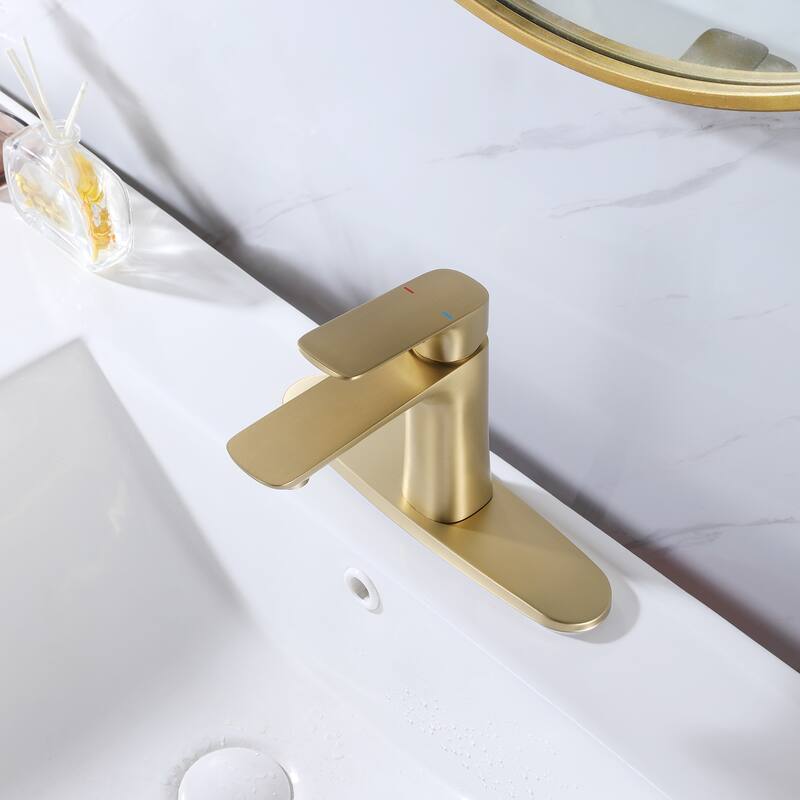 Single-Handle Bathroom Sink Faucets, Basin Mixer Taps, Deck-mounted Vessel Faucet with Hole Cover Plate