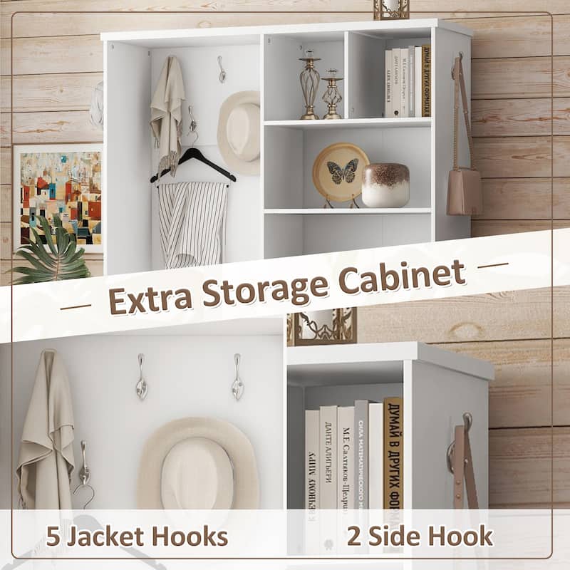 Multi-functional Hall Tree with Bench and Shoe Storage,Entryway Hall Tree with Coat Rack